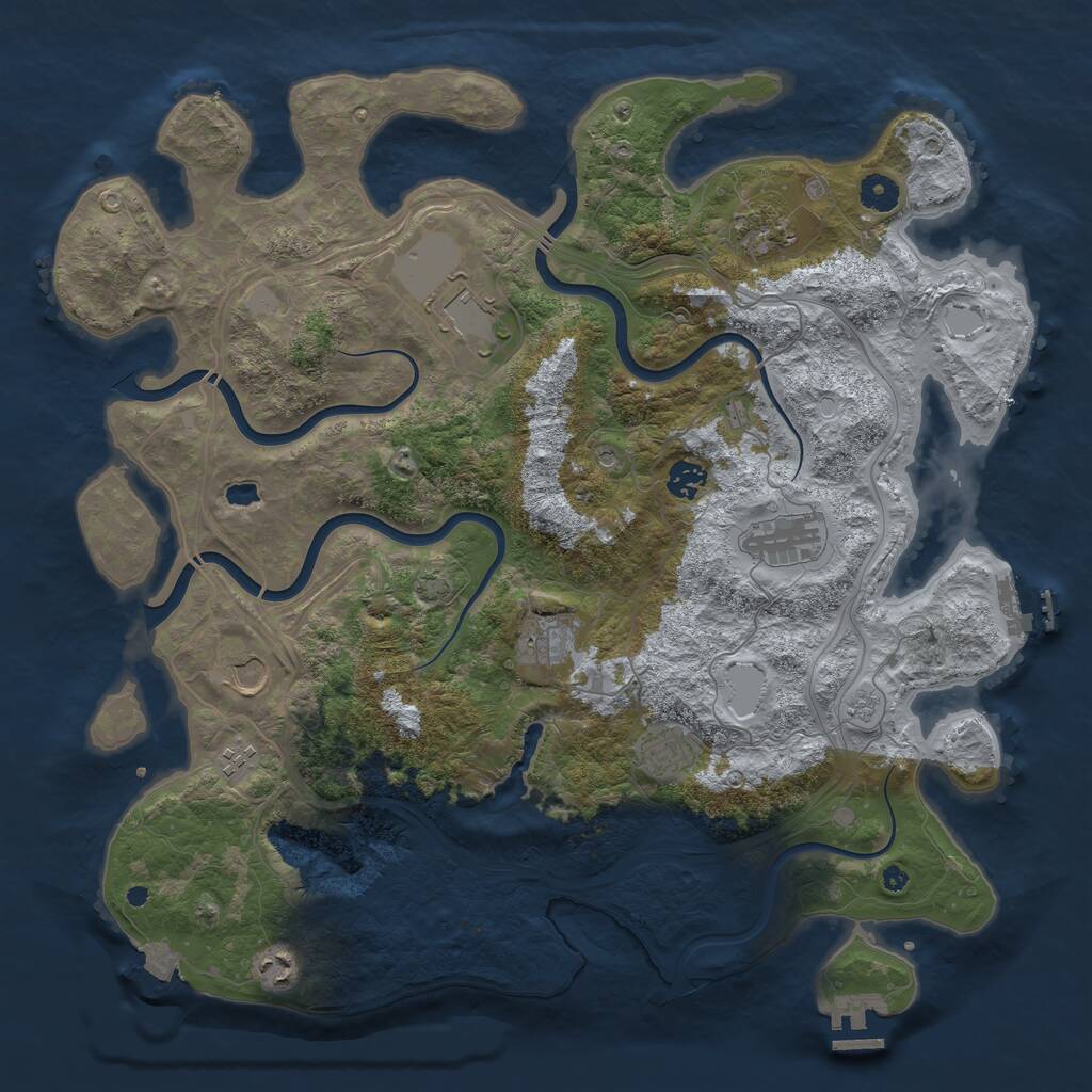 Rust Map: Procedural Map, Size: 4250, Seed: 1195066260, 15 Monuments