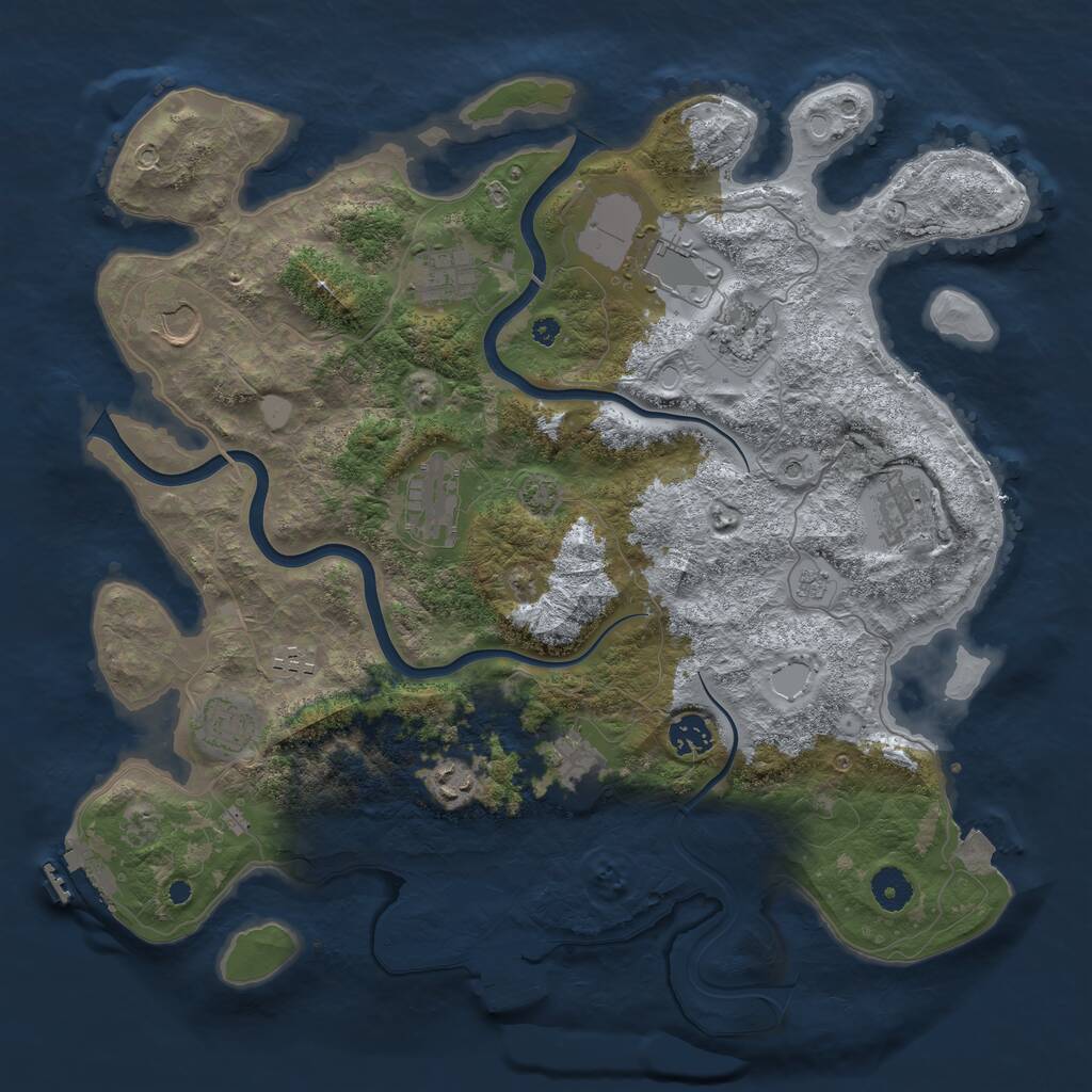 Rust Map: Procedural Map, Size: 3950, Seed: 2031368044, 17 Monuments