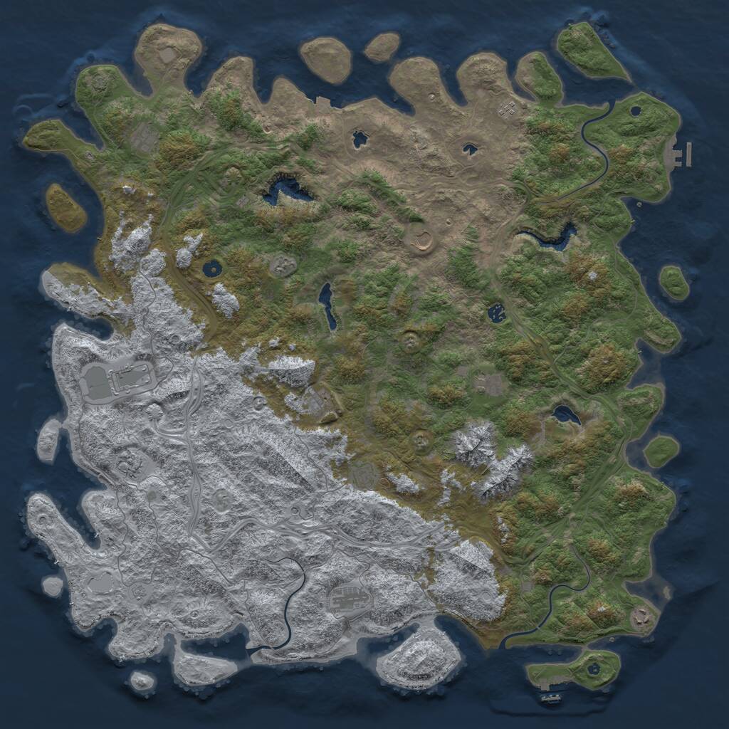 Rust Map: Procedural Map, Size: 6000, Seed: 102030405, 17 Monuments