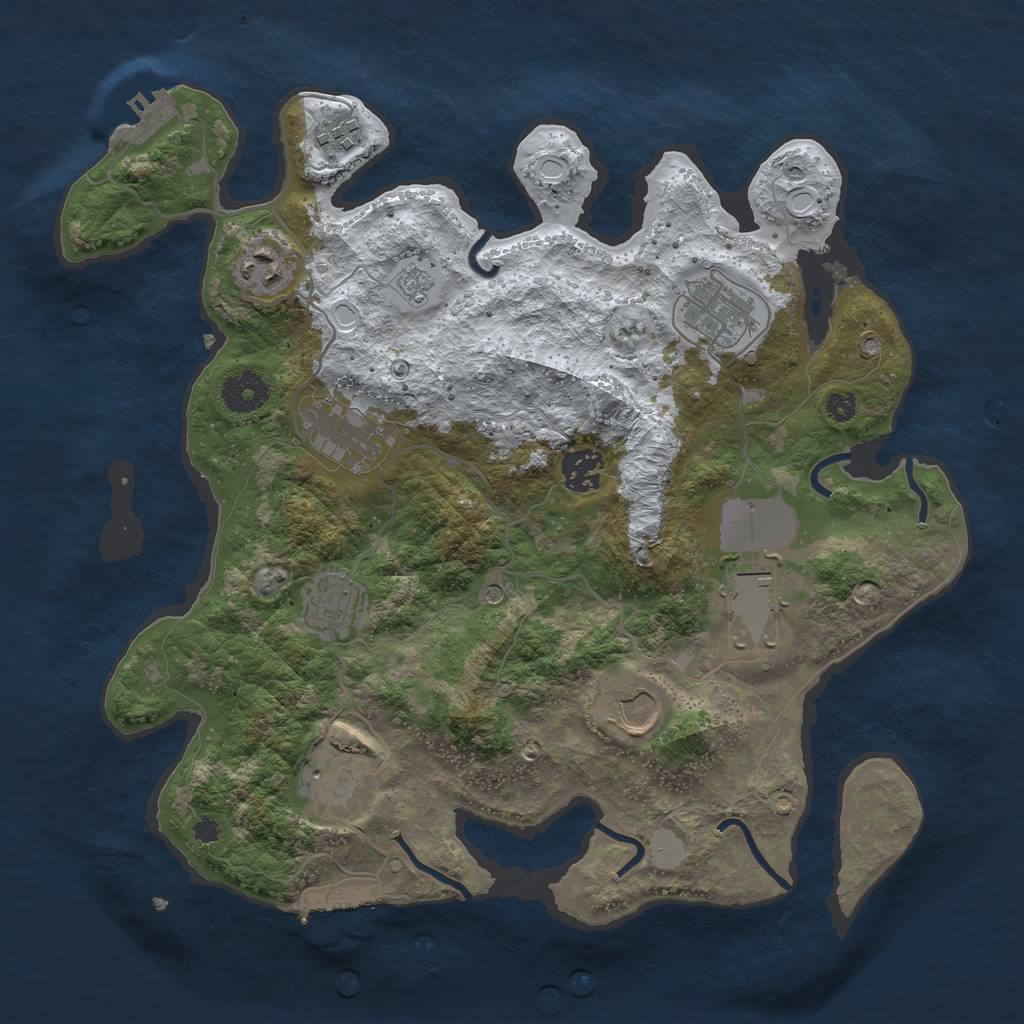 Rust Map: Procedural Map, Size: 3500, Seed: 943, 18 Monuments