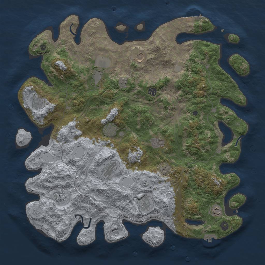 Rust Map: Procedural Map, Size: 4500, Seed: 1434216028, 20 Monuments