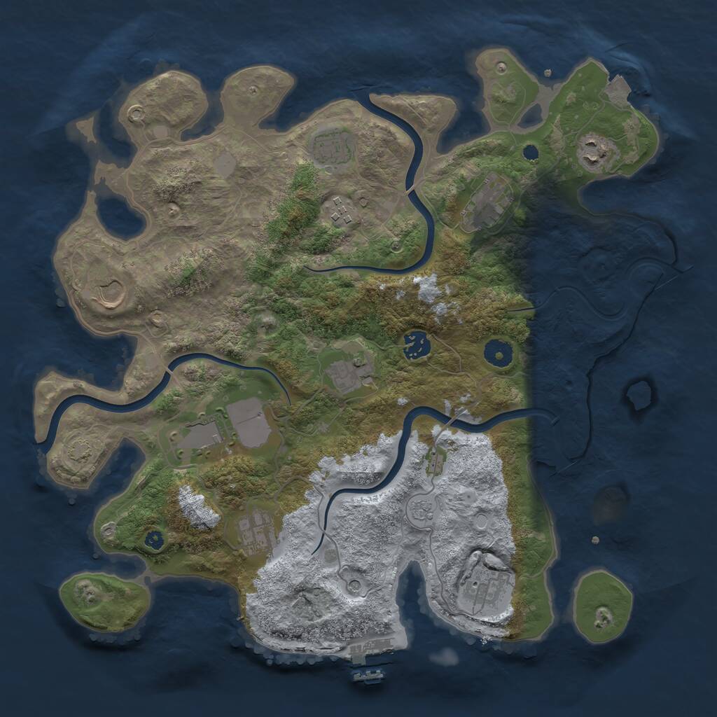 Rust Map: Procedural Map, Size: 3800, Seed: 1415727, 15 Monuments