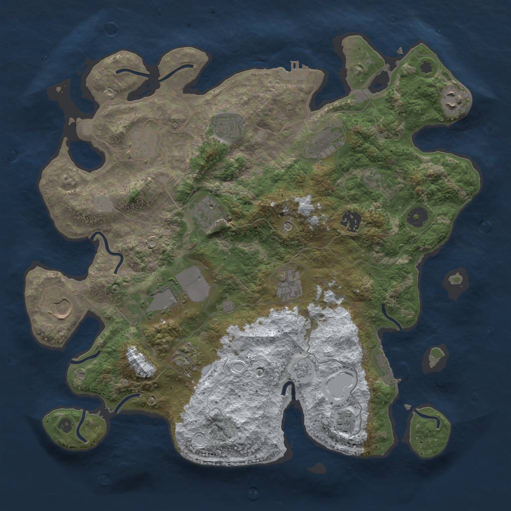 Rust Map: Procedural Map, Size: 3800, Seed: 1415727, 20 Monuments