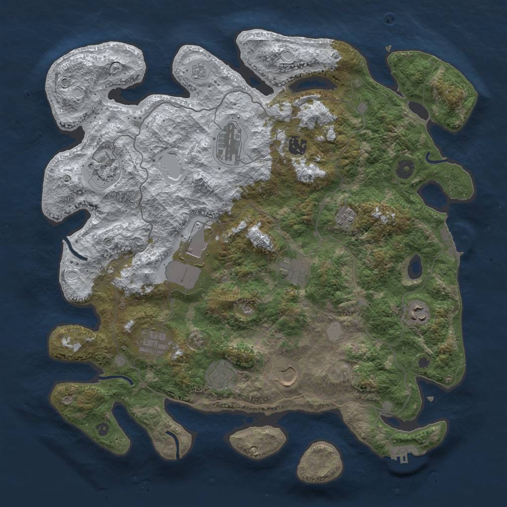 Rust Map: Procedural Map, Size: 4000, Seed: 493455702, 19 Monuments