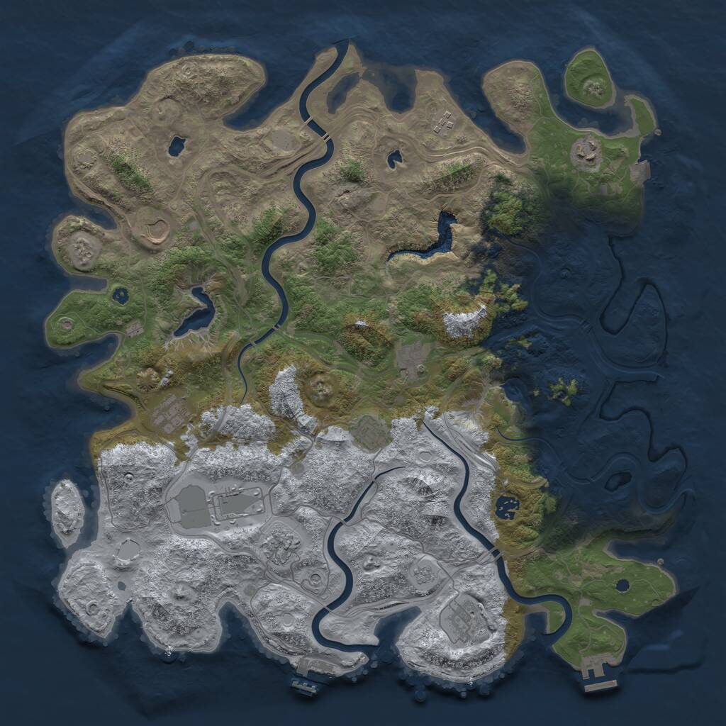 Rust Map: Procedural Map, Size: 4500, Seed: 13131, 16 Monuments