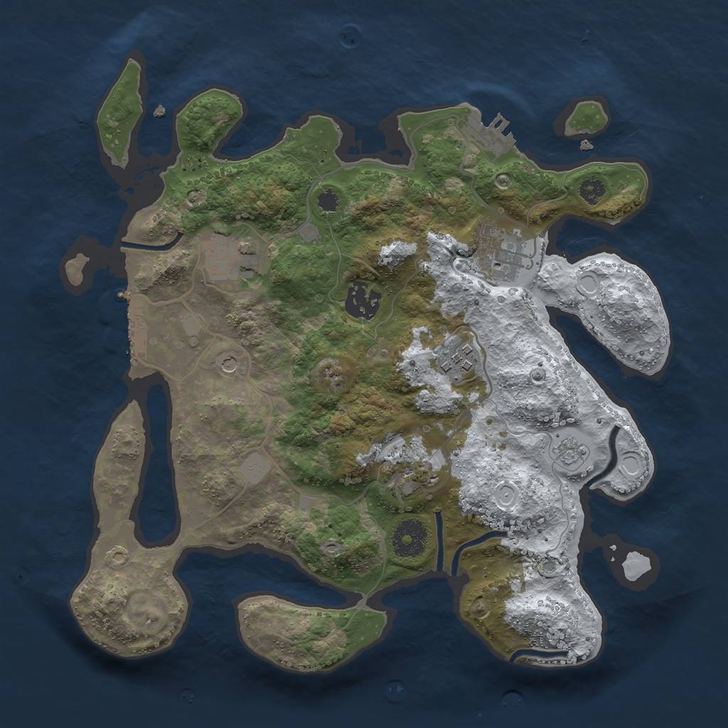 Rust Map: Procedural Map, Size: 3000, Seed: 8201437, 14 Monuments