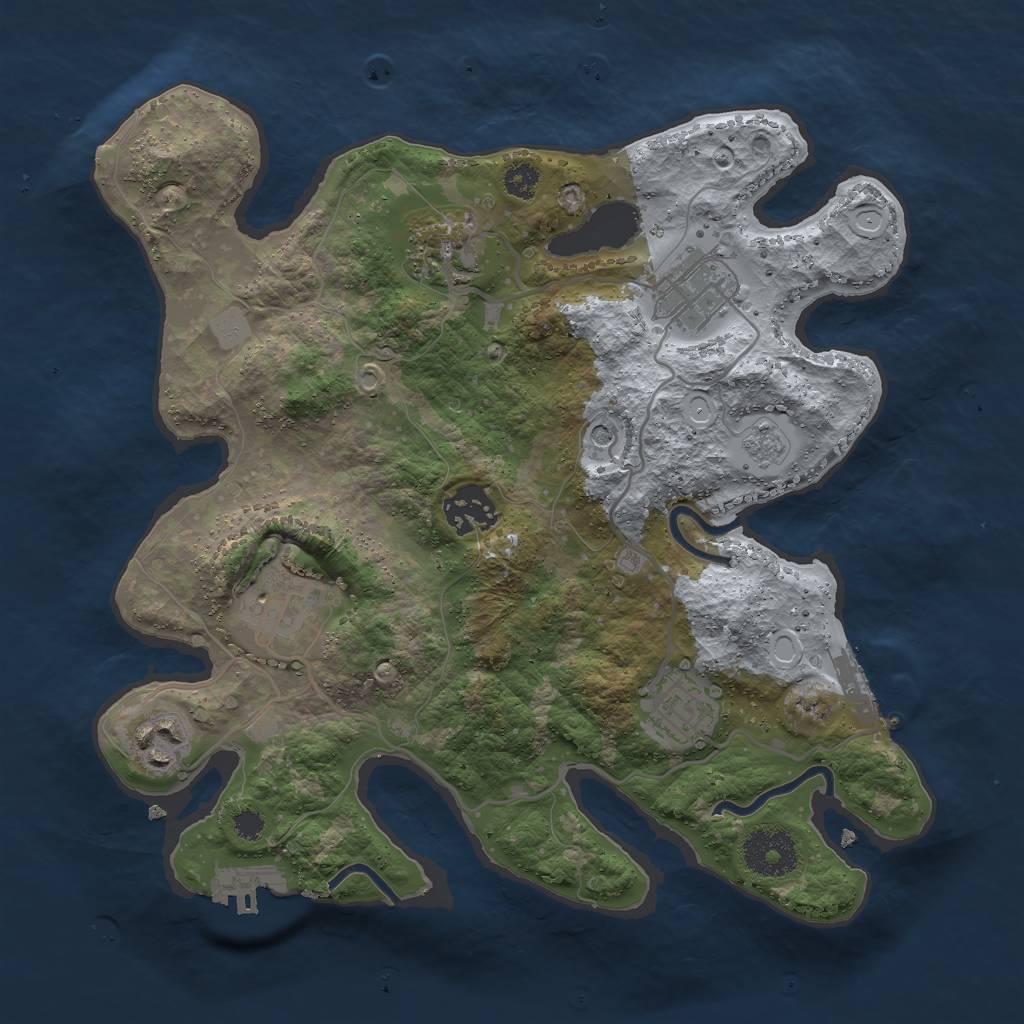 Rust Map: Procedural Map, Size: 3000, Seed: 3276, 13 Monuments