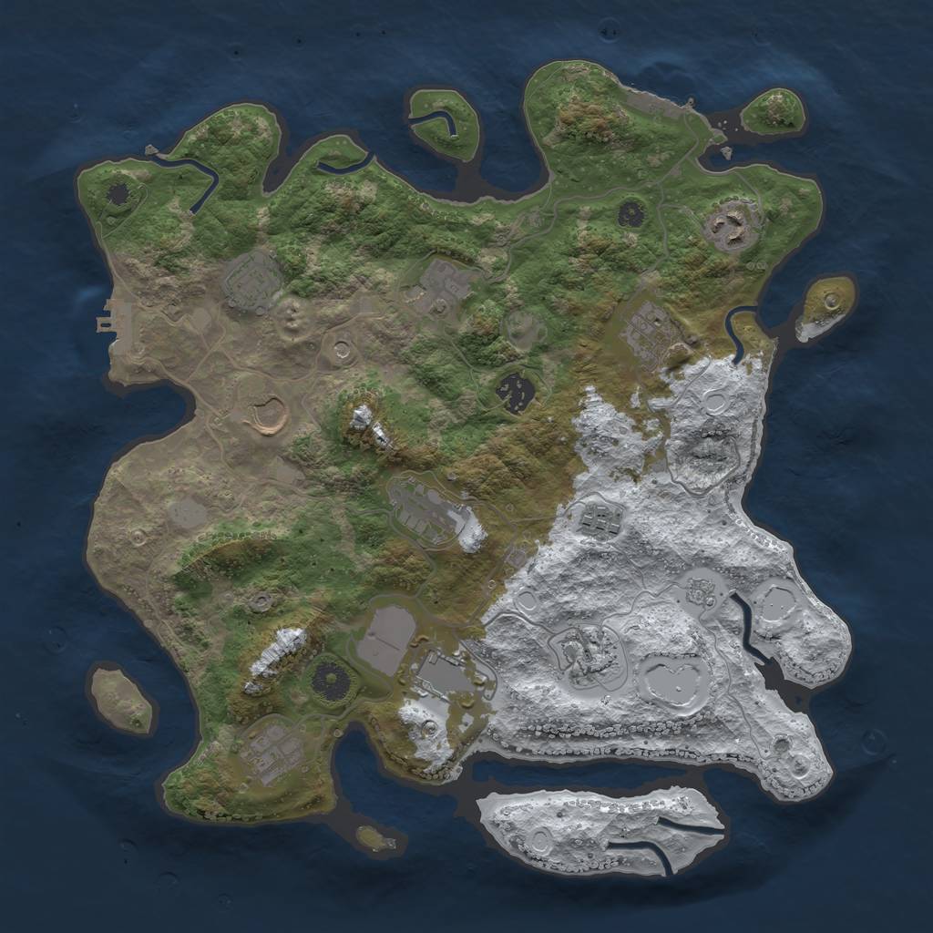Rust Map: Procedural Map, Size: 3700, Seed: 412799525, 20 Monuments