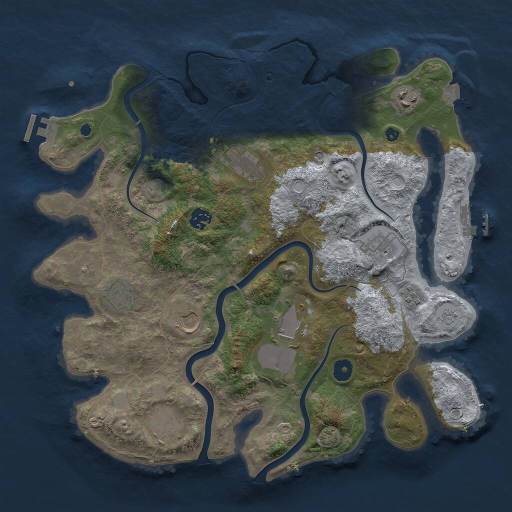 Rust Map: Procedural Map, Size: 3700, Seed: 1520468311, 15 Monuments