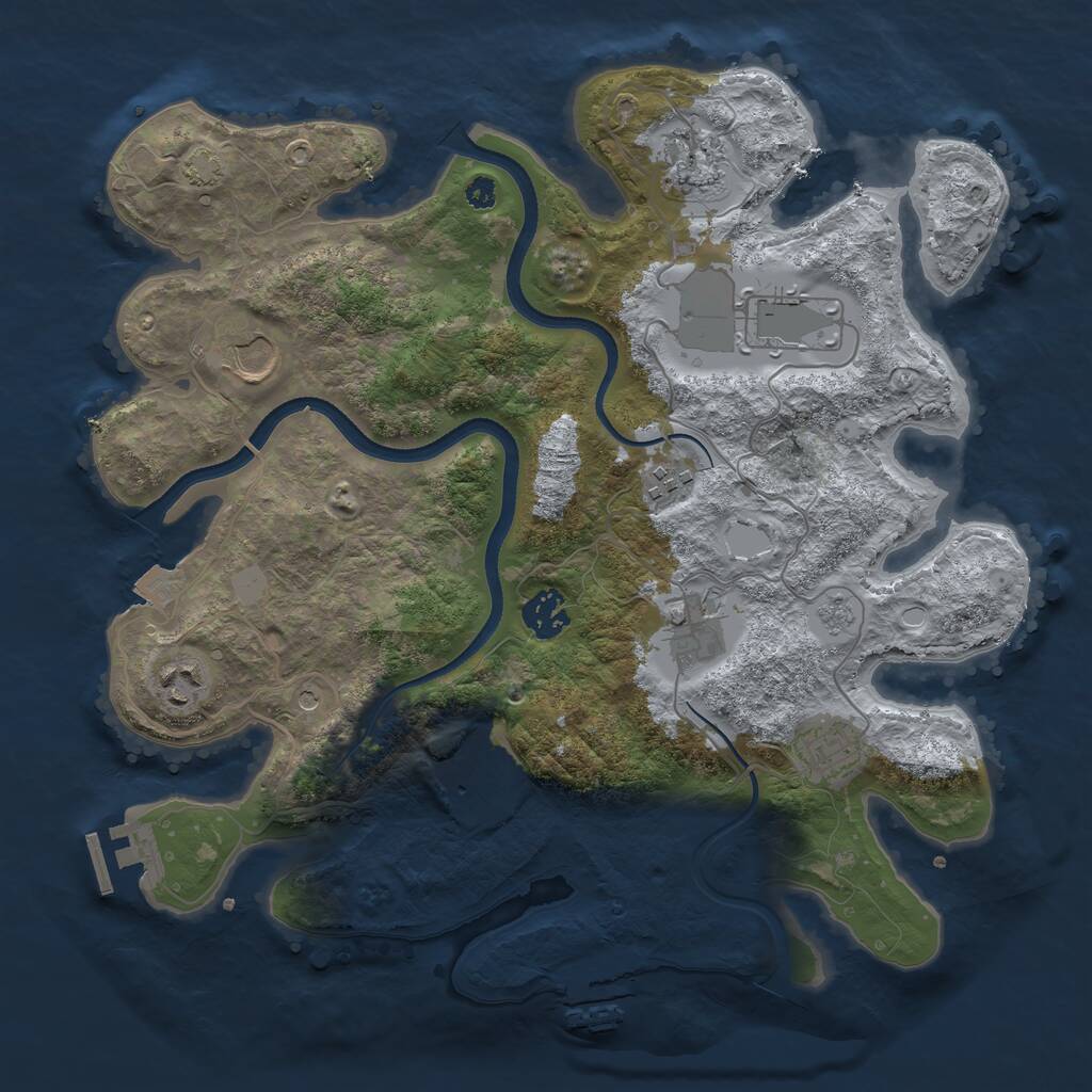 Rust Map: Procedural Map, Size: 3500, Seed: 629633513, 15 Monuments
