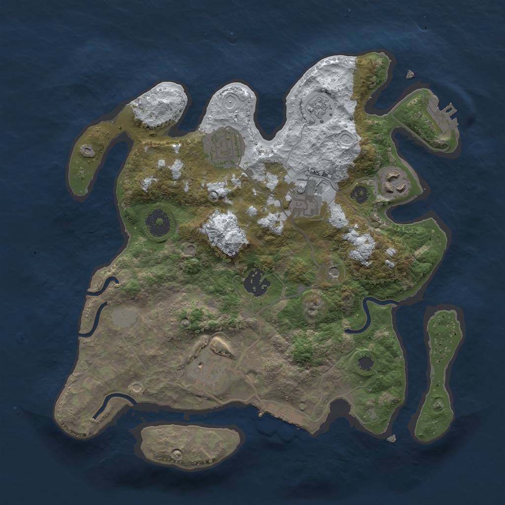 Rust Map: Procedural Map, Size: 3000, Seed: 1007076795, 14 Monuments