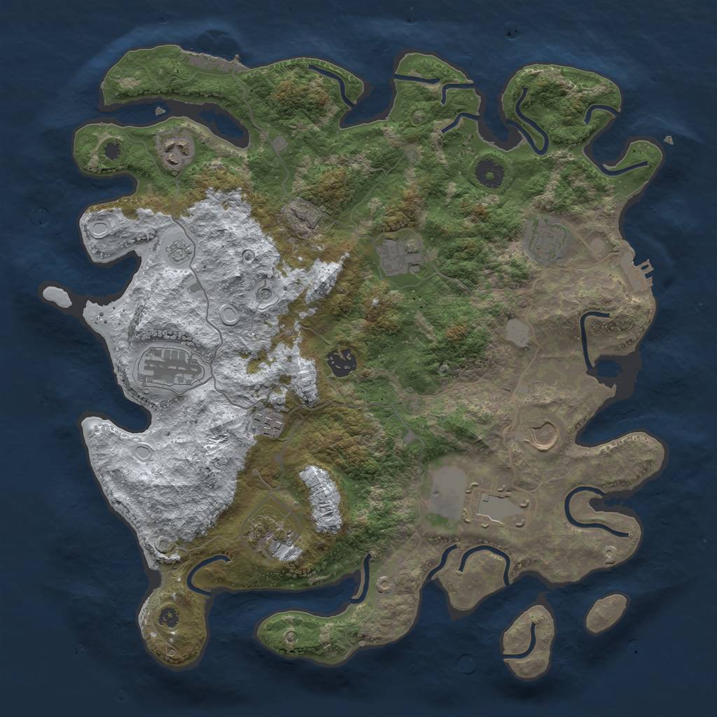 Rust Map: Procedural Map, Size: 3750, Seed: 2081664218, 18 Monuments