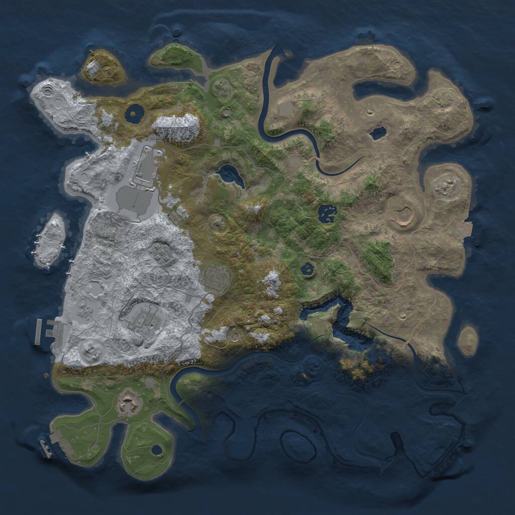 Rust Map: Procedural Map, Size: 4000, Seed: 304194, 13 Monuments