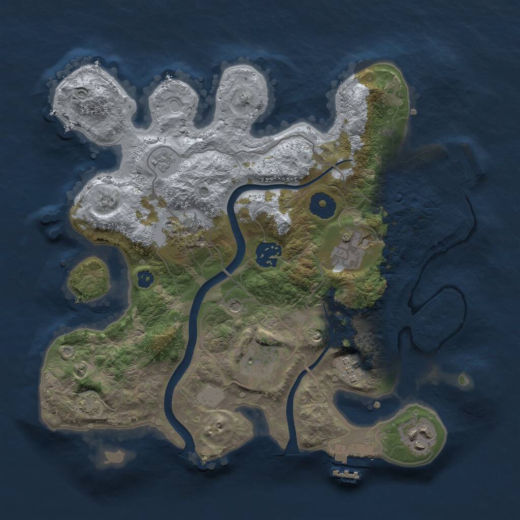 Rust Map: Procedural Map, Size: 3000, Seed: 9187435, 12 Monuments