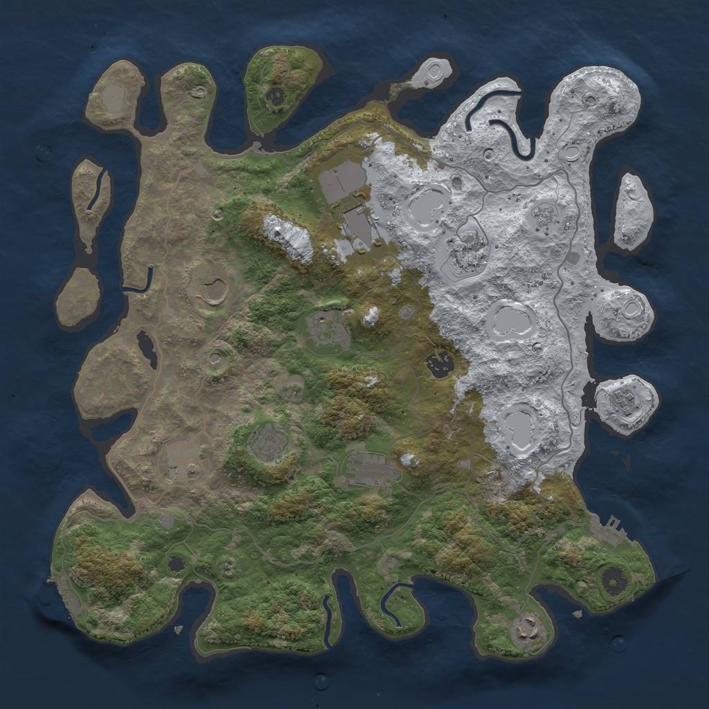 Rust Map: Procedural Map, Size: 4000, Seed: 1278271680, 19 Monuments