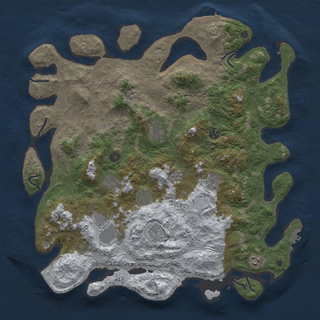 Rust Map: Procedural Map, Size: 4500, Seed: 13654, 18 Monuments