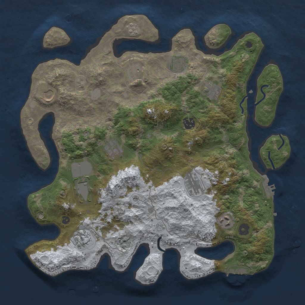 Rust Map: Procedural Map, Size: 3850, Seed: 1845072632, 20 Monuments