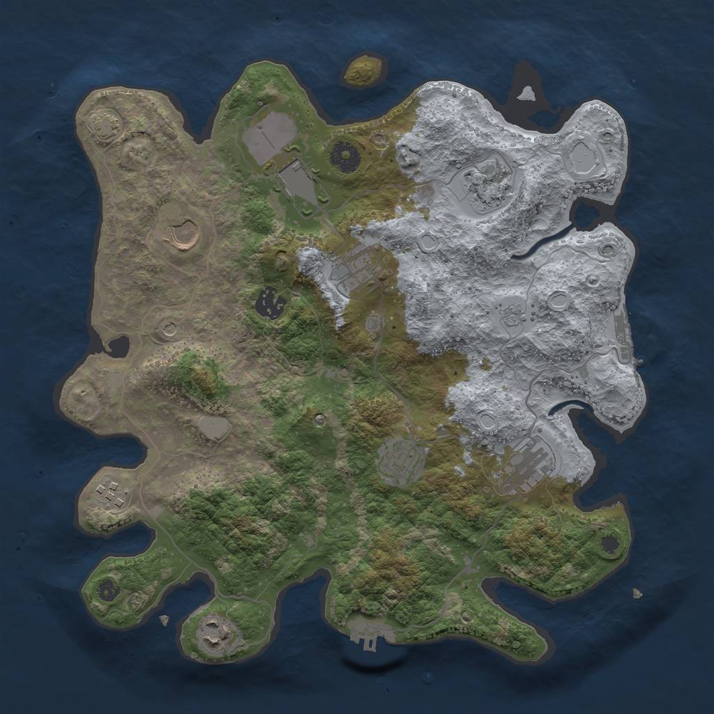 Rust Map: Procedural Map, Size: 3500, Seed: 1057332081, 17 Monuments