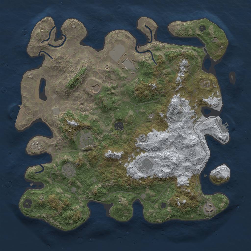 Rust Map: Procedural Map, Size: 4000, Seed: 824919, 18 Monuments