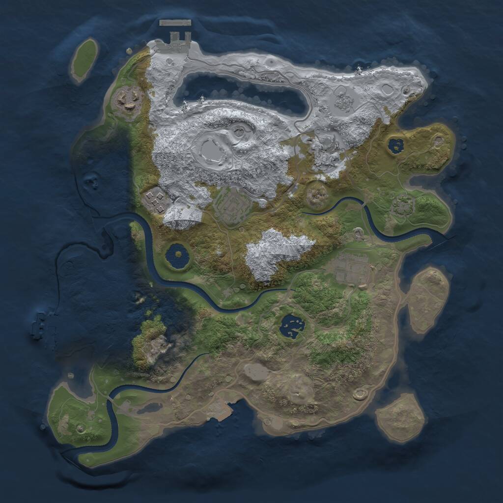 Rust Map: Procedural Map, Size: 3200, Seed: 254553761, 12 Monuments