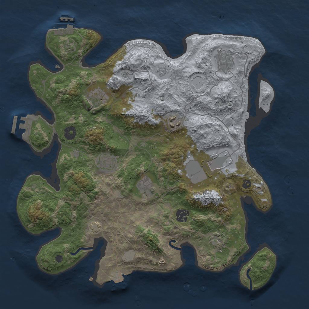 Rust Map: Procedural Map, Size: 3500, Seed: 1893703089, 16 Monuments