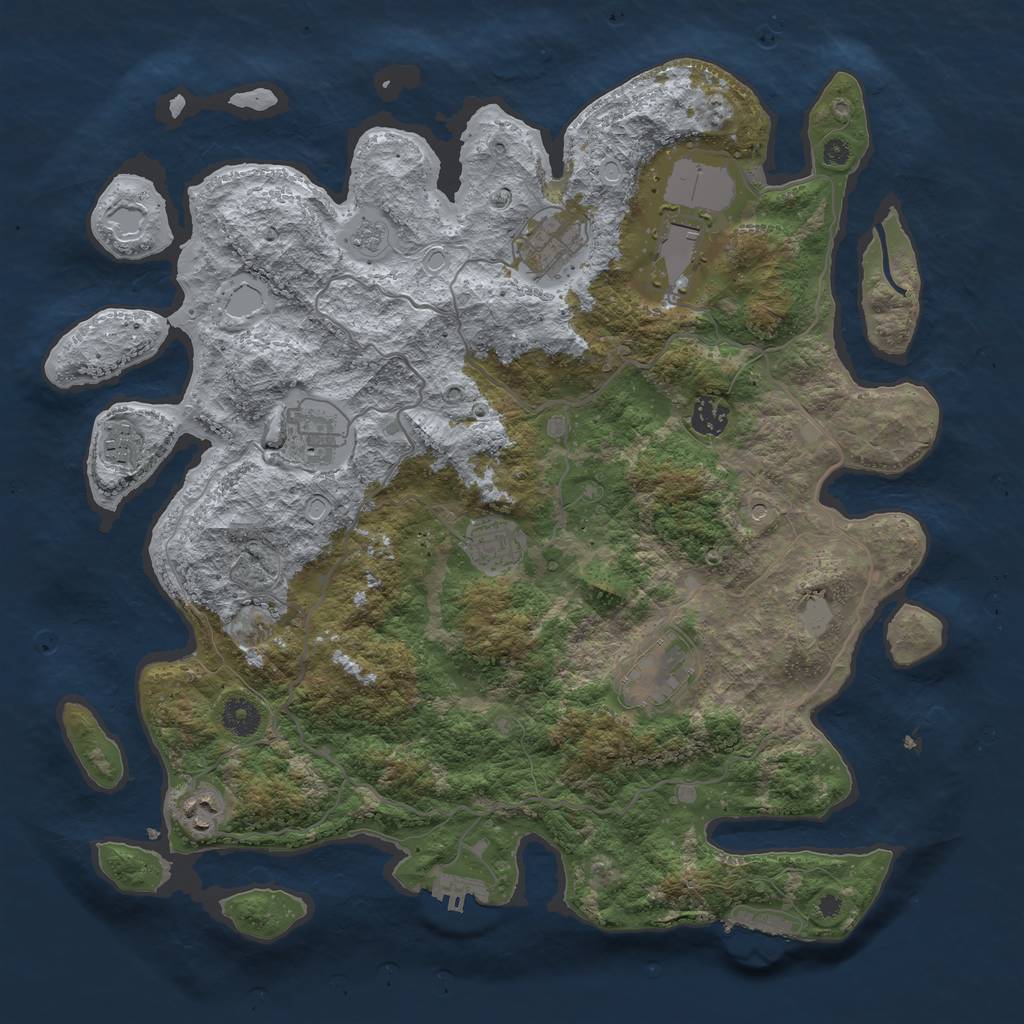 Rust Map: Procedural Map, Size: 4000, Seed: 18457, 17 Monuments