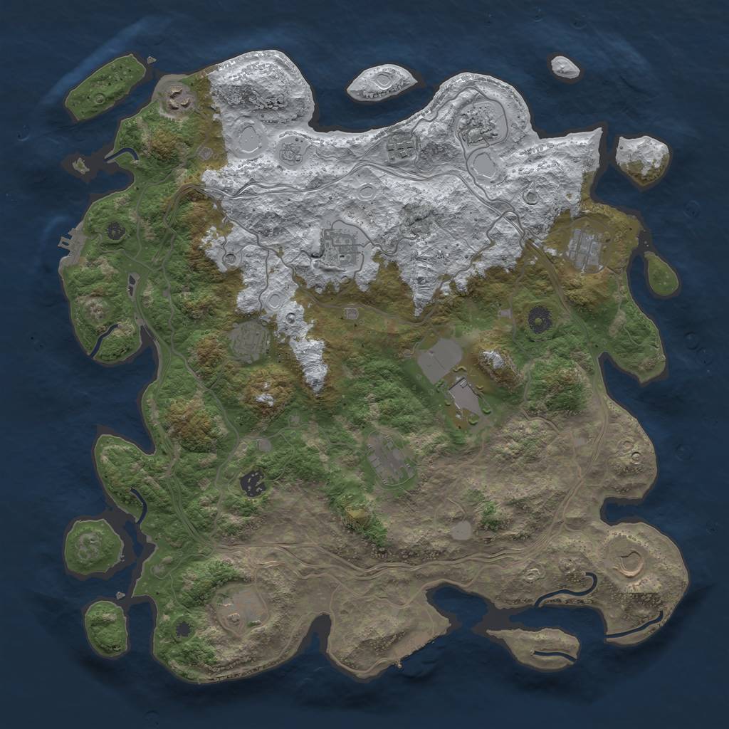 Rust Map: Procedural Map, Size: 4250, Seed: 609180610, 20 Monuments