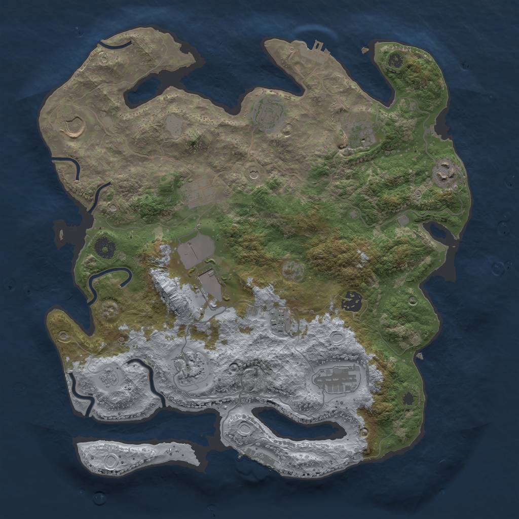 Rust Map: Procedural Map, Size: 3700, Seed: 429782733, 17 Monuments