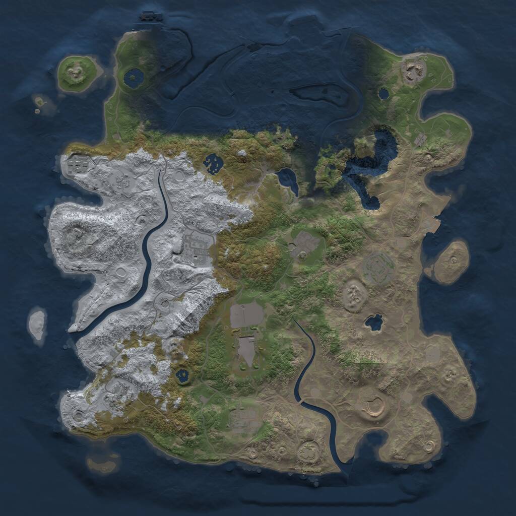 Rust Map: Procedural Map, Size: 4000, Seed: 320200, 16 Monuments