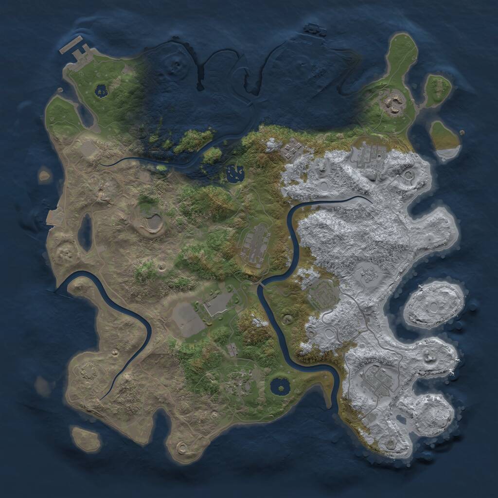 Rust Map: Procedural Map, Size: 3850, Seed: 832657324, 16 Monuments