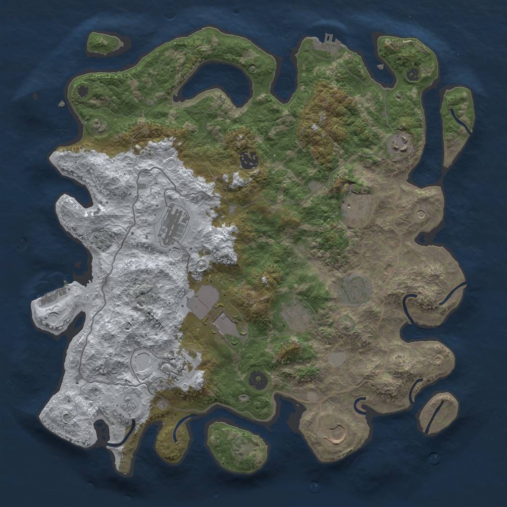 Rust Map: Procedural Map, Size: 4000, Seed: 239484, 19 Monuments