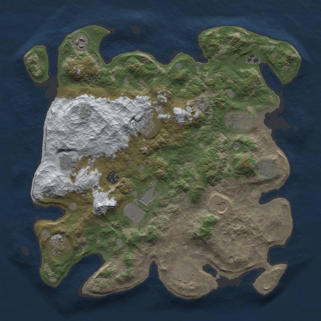 Rust Map: Barren, Size: 4000, Seed: 1272236526, 14 Monuments
