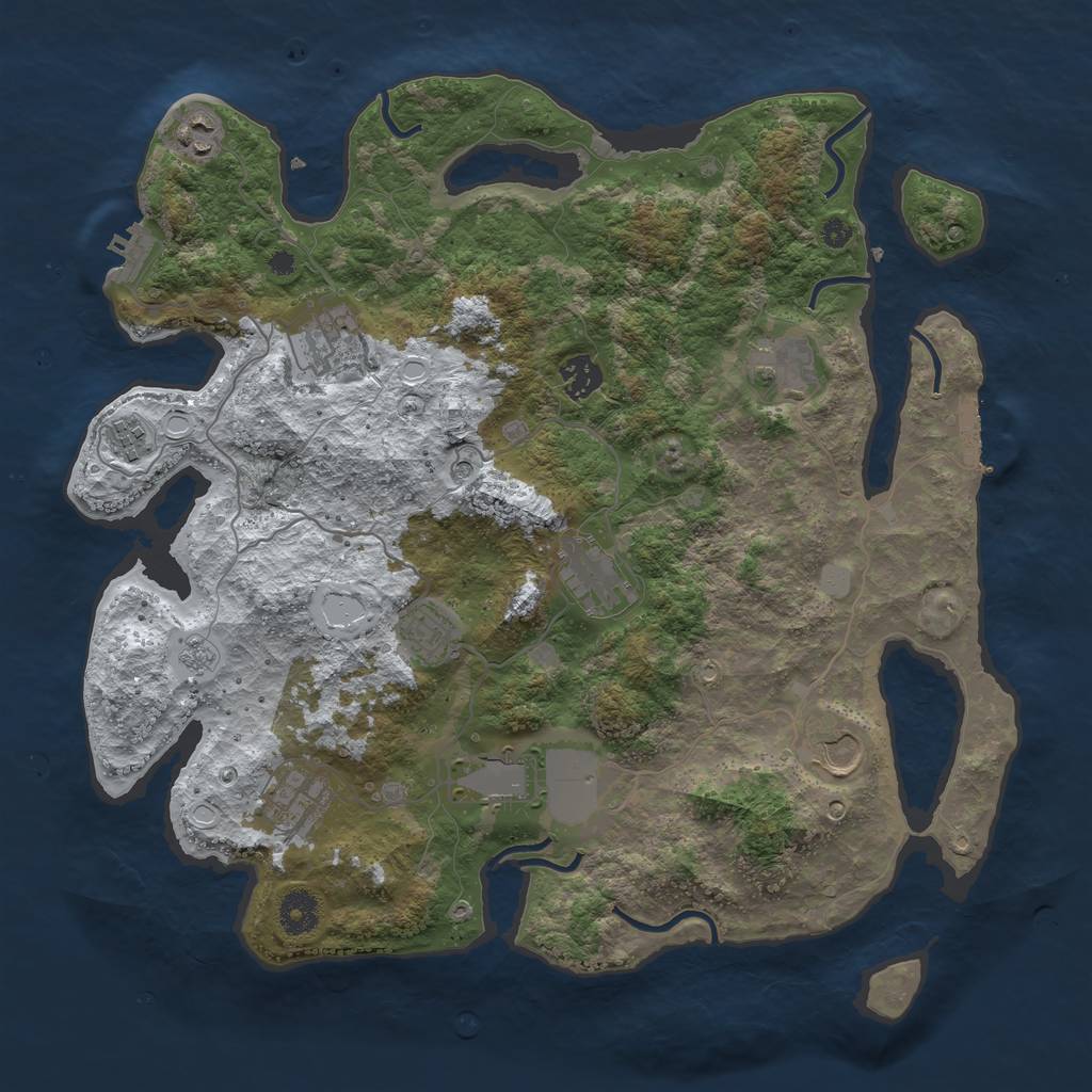 Rust Map: Procedural Map, Size: 3850, Seed: 508604985, 19 Monuments