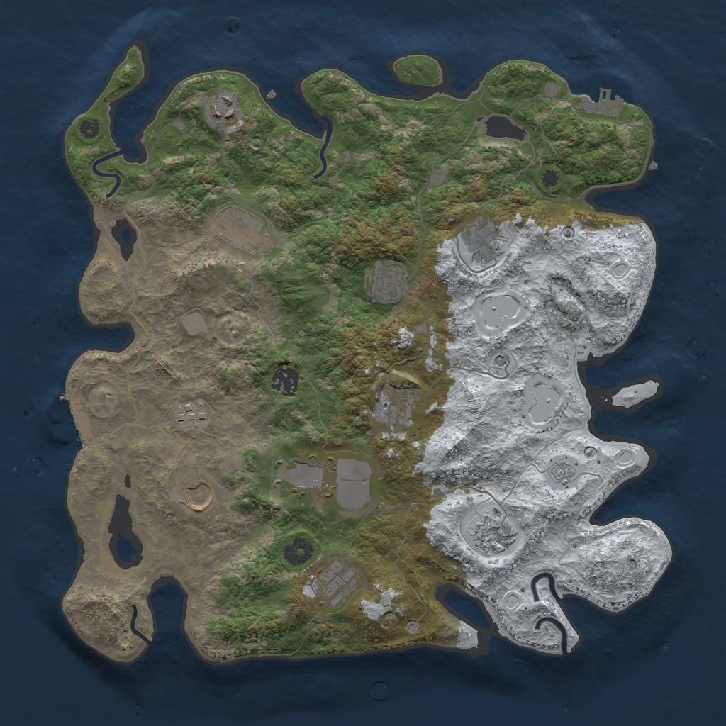 Rust Map: Procedural Map, Size: 3850, Seed: 723788356, 20 Monuments