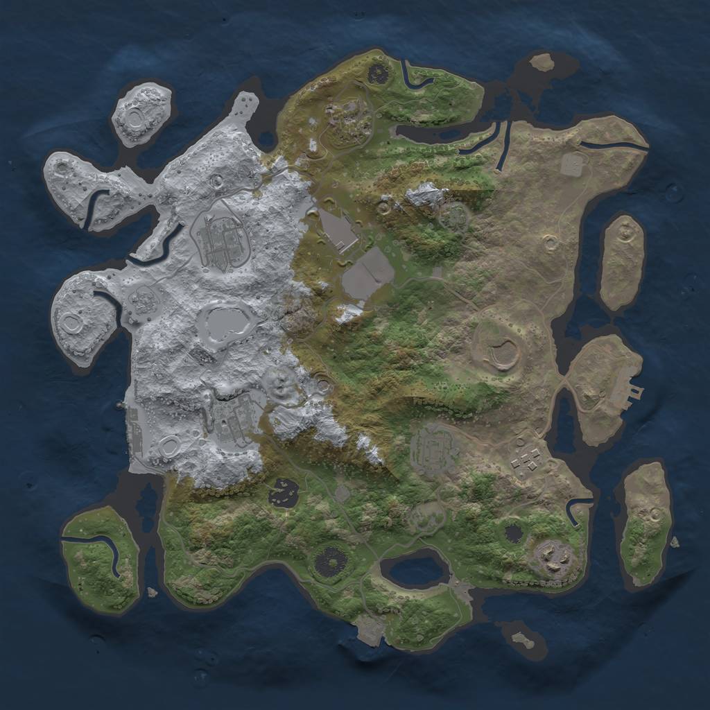 Rust Map: Procedural Map, Size: 3500, Seed: 1112768058, 17 Monuments