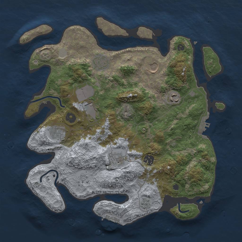 Rust Map: Procedural Map, Size: 3500, Seed: 1094929755, 16 Monuments
