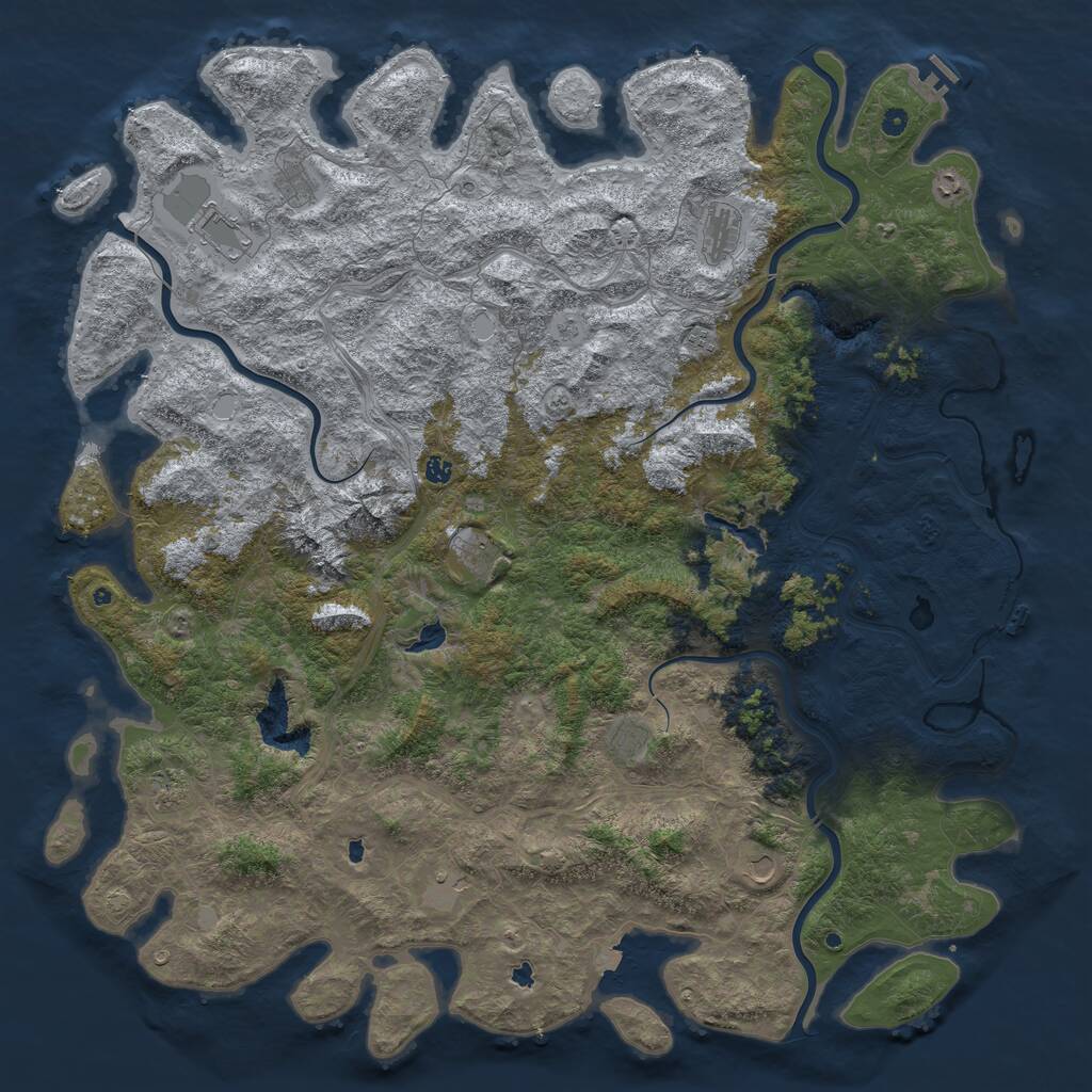 Rust Map: Procedural Map, Size: 6000, Seed: 522203049, 17 Monuments