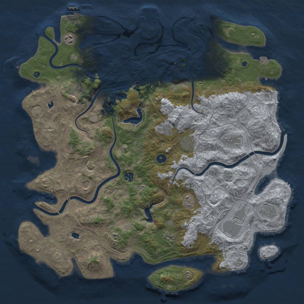 Rust Map: Procedural Map, Size: 4800, Seed: 1921129972, 17 Monuments