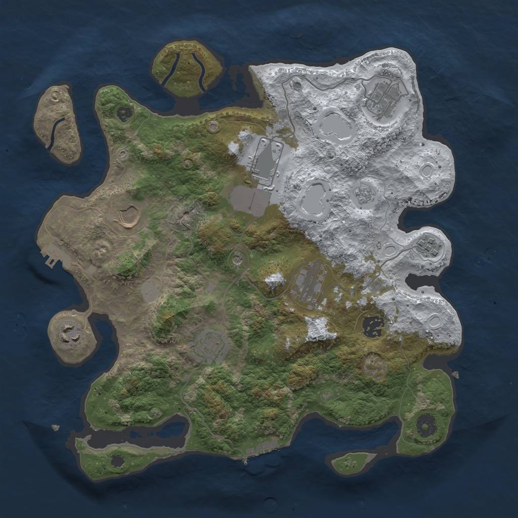 Rust Map: Procedural Map, Size: 3500, Seed: 1063903705, 17 Monuments