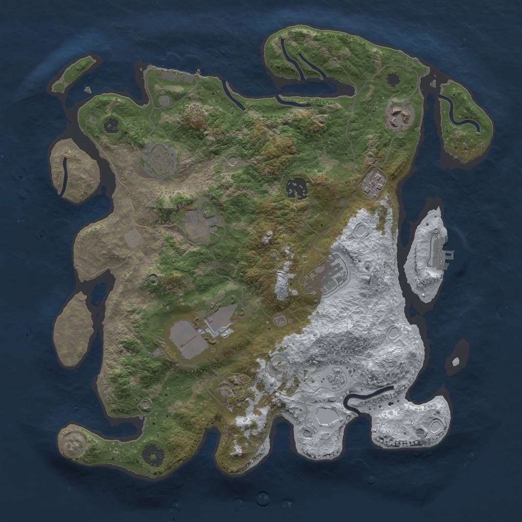 Rust Map: Procedural Map, Size: 3500, Seed: 570601456, 17 Monuments