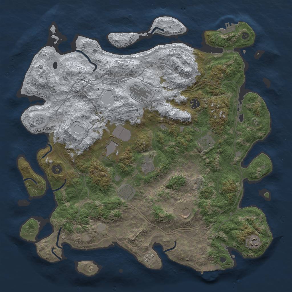 Rust Map: Procedural Map, Size: 4250, Seed: 813662071, 18 Monuments