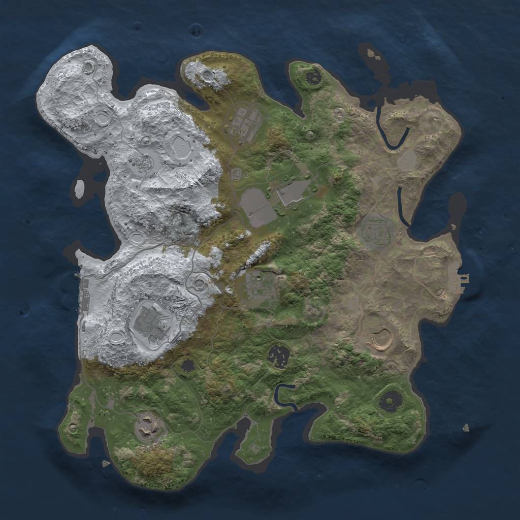 Rust Map: Procedural Map, Size: 3500, Seed: 1763188424, 17 Monuments