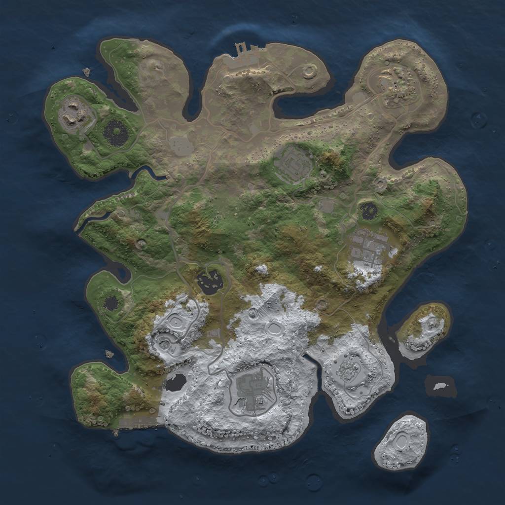 Rust Map: Procedural Map, Size: 3000, Seed: 585825860, 15 Monuments