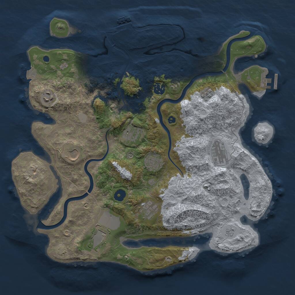Rust Map: Procedural Map, Size: 3800, Seed: 1563188582, 15 Monuments