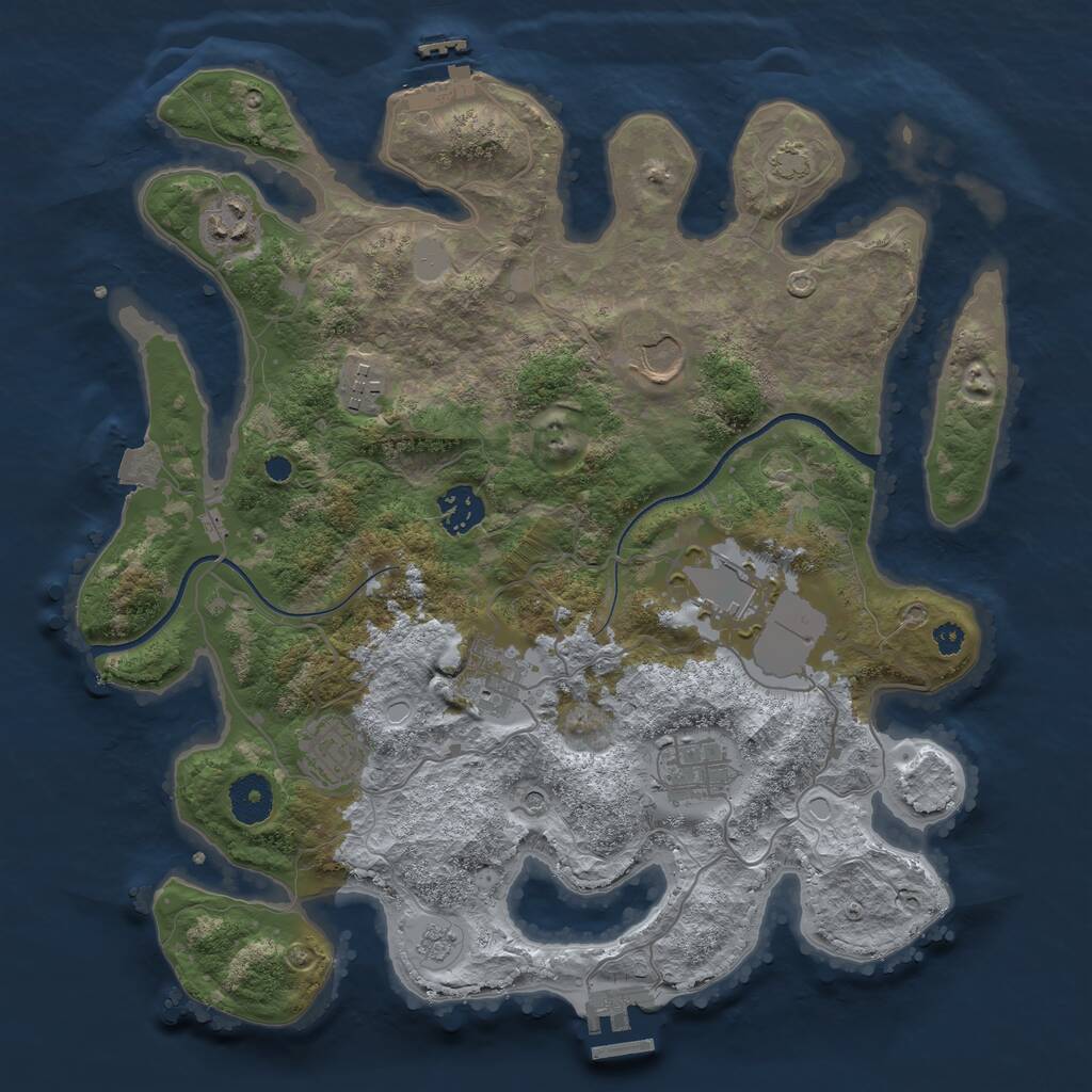 Rust Map: Procedural Map, Size: 3500, Seed: 1136925605, 14 Monuments
