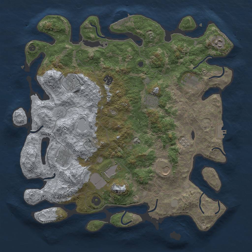 Rust Map: Procedural Map, Size: 4000, Seed: 168888, 18 Monuments