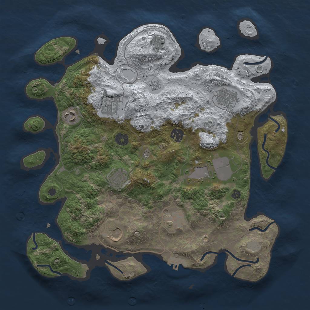 Rust Map: Procedural Map, Size: 3500, Seed: 1059413236, 17 Monuments