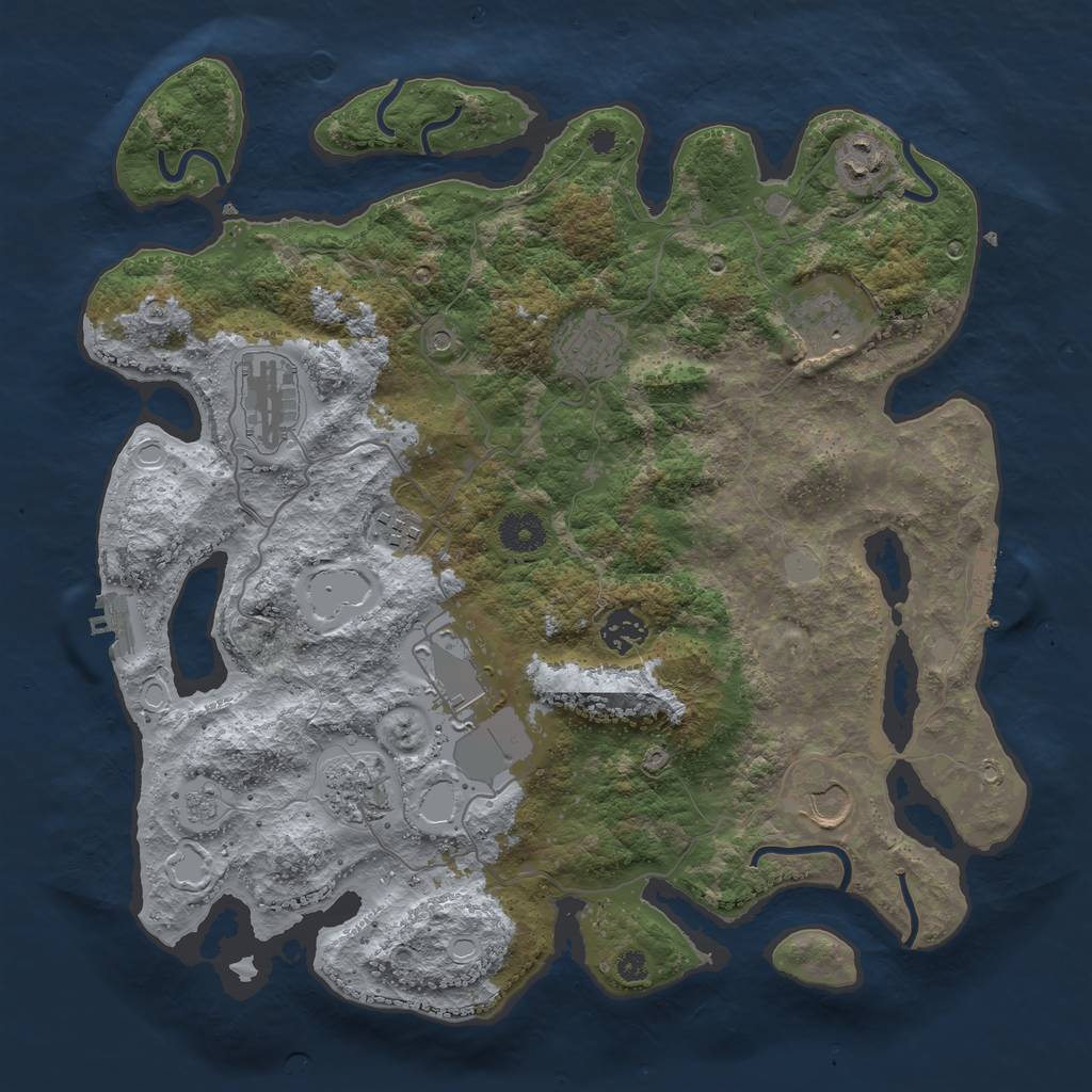 Rust Map: Procedural Map, Size: 3700, Seed: 1443540, 18 Monuments