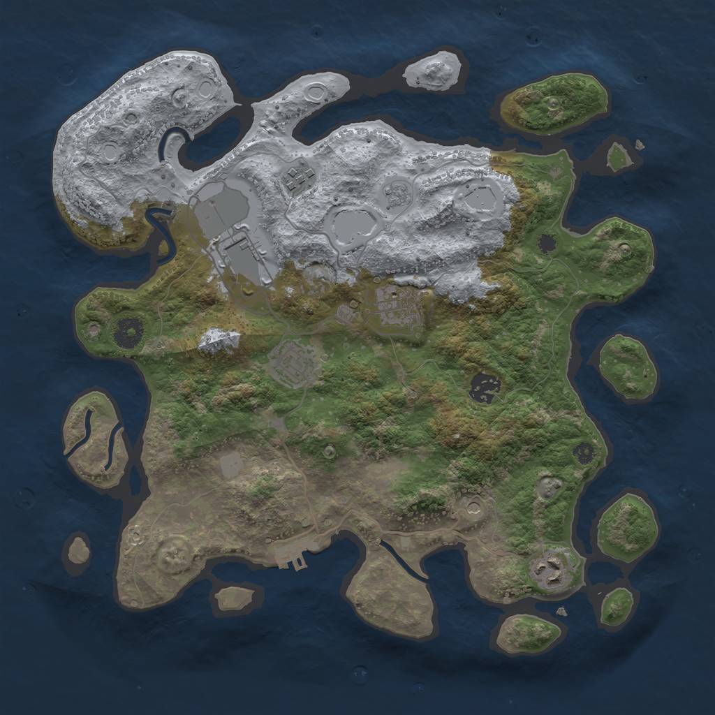 Rust Map: Procedural Map, Size: 3500, Seed: 47875, 12 Monuments