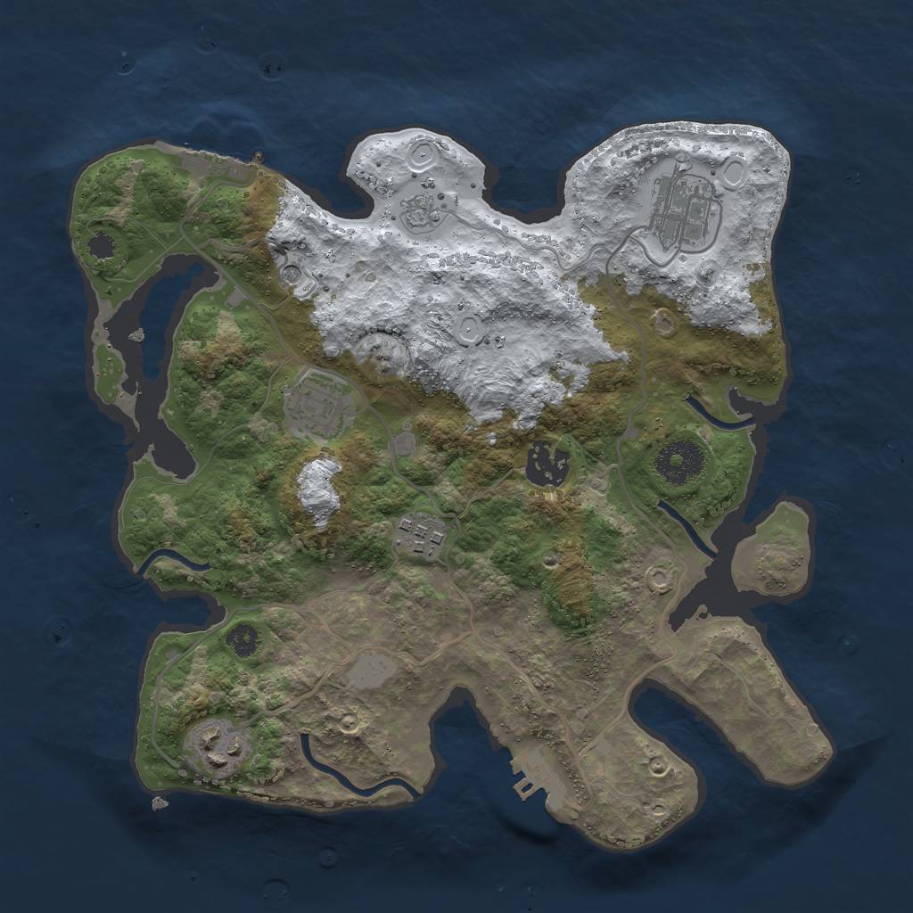 Rust Map: Procedural Map, Size: 3000, Seed: 1940979920, 14 Monuments